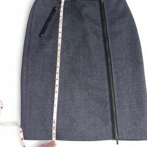 J.Crew Womens Charcoal Gray 100% Wool Asymmetric Zip Pencil Skirt B0145 Size 8